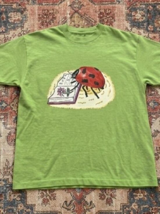 Gildan Other - Green Ladybug Graphic T-Shirt Cute Nature Insect Print Casual Unisex Tee